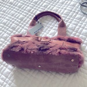 Roberta Gandolfi leather and mink rose pink tote.